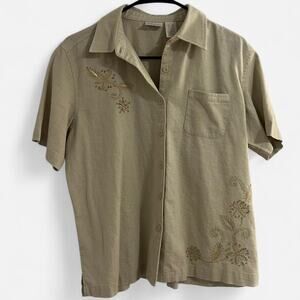 Vintage 90s “Erika” Linen Blend Button Up Top